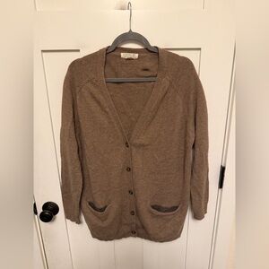 Cavalini V-neck wool Blend button-front cardigan sweater camel brown size large